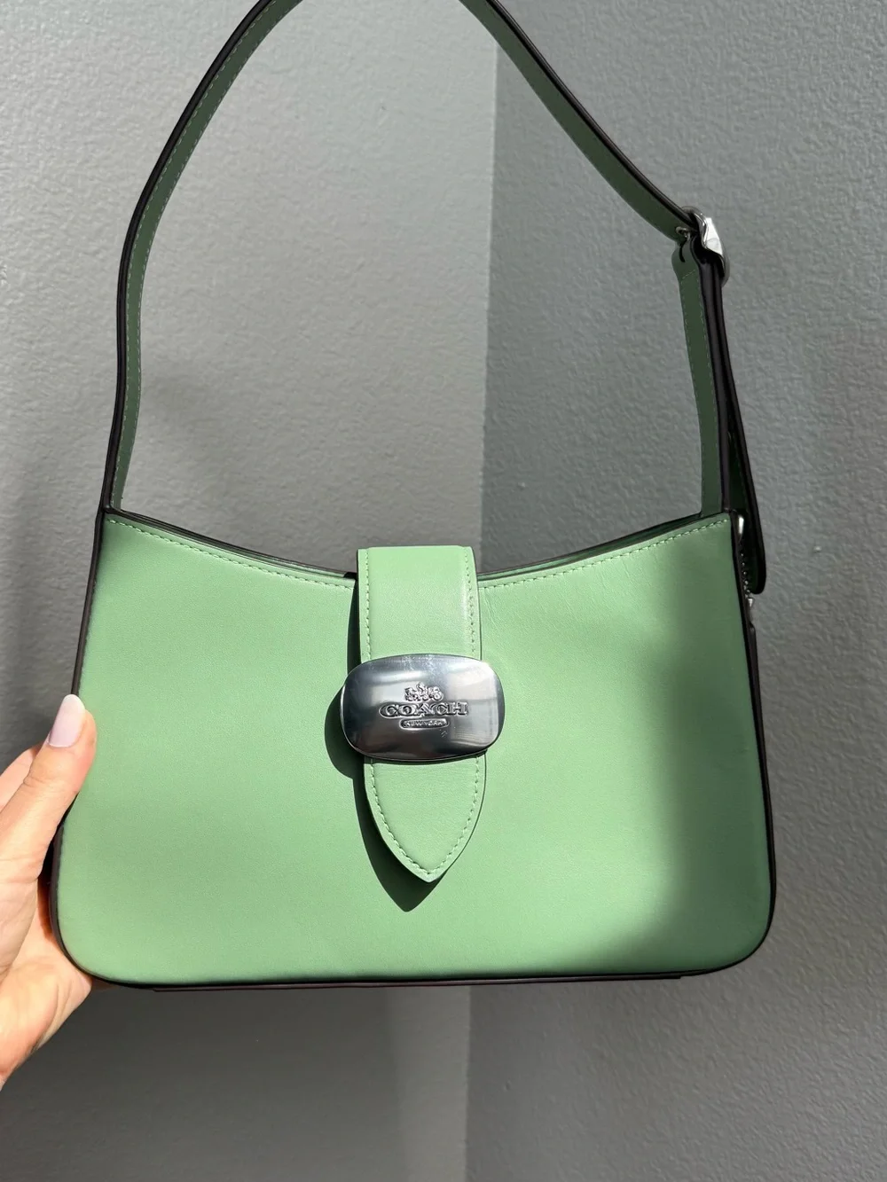 Coach Eliza Mint Green Shoulder Bag with Silver Hardware